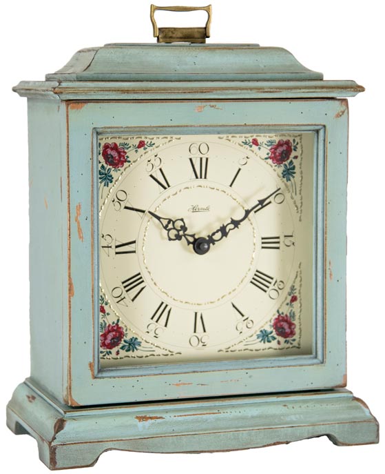 Hermle 22518-LB0340 "Austen" Chiming Windup Mantel Clock, Light Blue Distressed