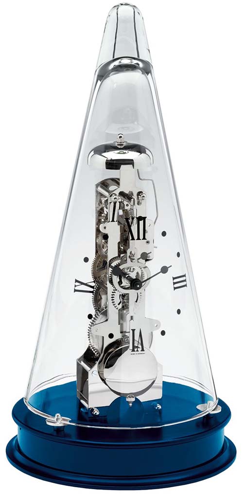 Hermle 22995-V30791 "Leyton" Windup Table Clock, Glass Dome, Blue