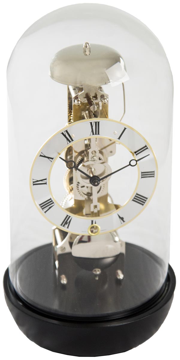 Hermle 23019-740791 "Bronx" Windup Table Clock, Glass Dome, Black