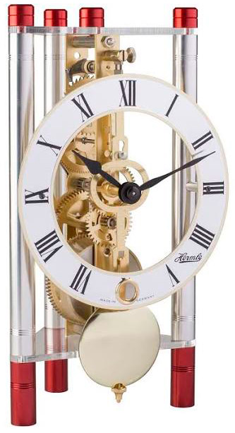 Hermle 23023-T40721 "Lakin" Windup Table Clock, Red and Silver