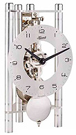 Hermle 23025-X40721 "Lakin" Windup Table Clock, Silver with Glass Dial and Nickel Movement