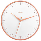 Hermle 30919-V52100 "Aria" Battery-Operated Wall Clock, Rose Gold Hands and Case, White Dial