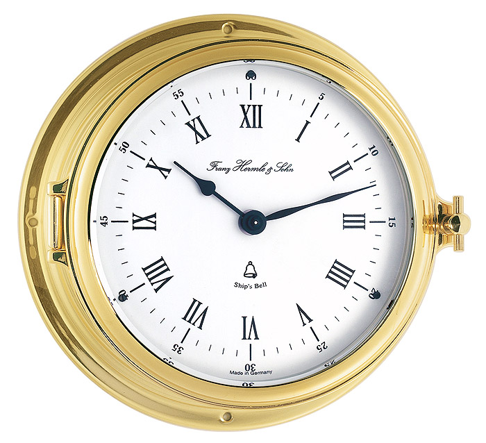 Hermle 35065-002100 "Norfolk" Battery Operated Ship's Clock, Time-Only, Brass